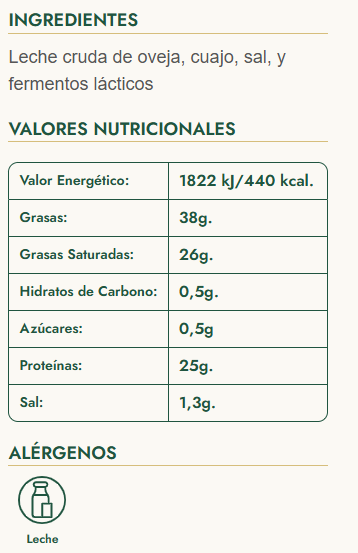 QUESO CURADO ARTESANO PAGO VALLE DE LOS MOLINOS