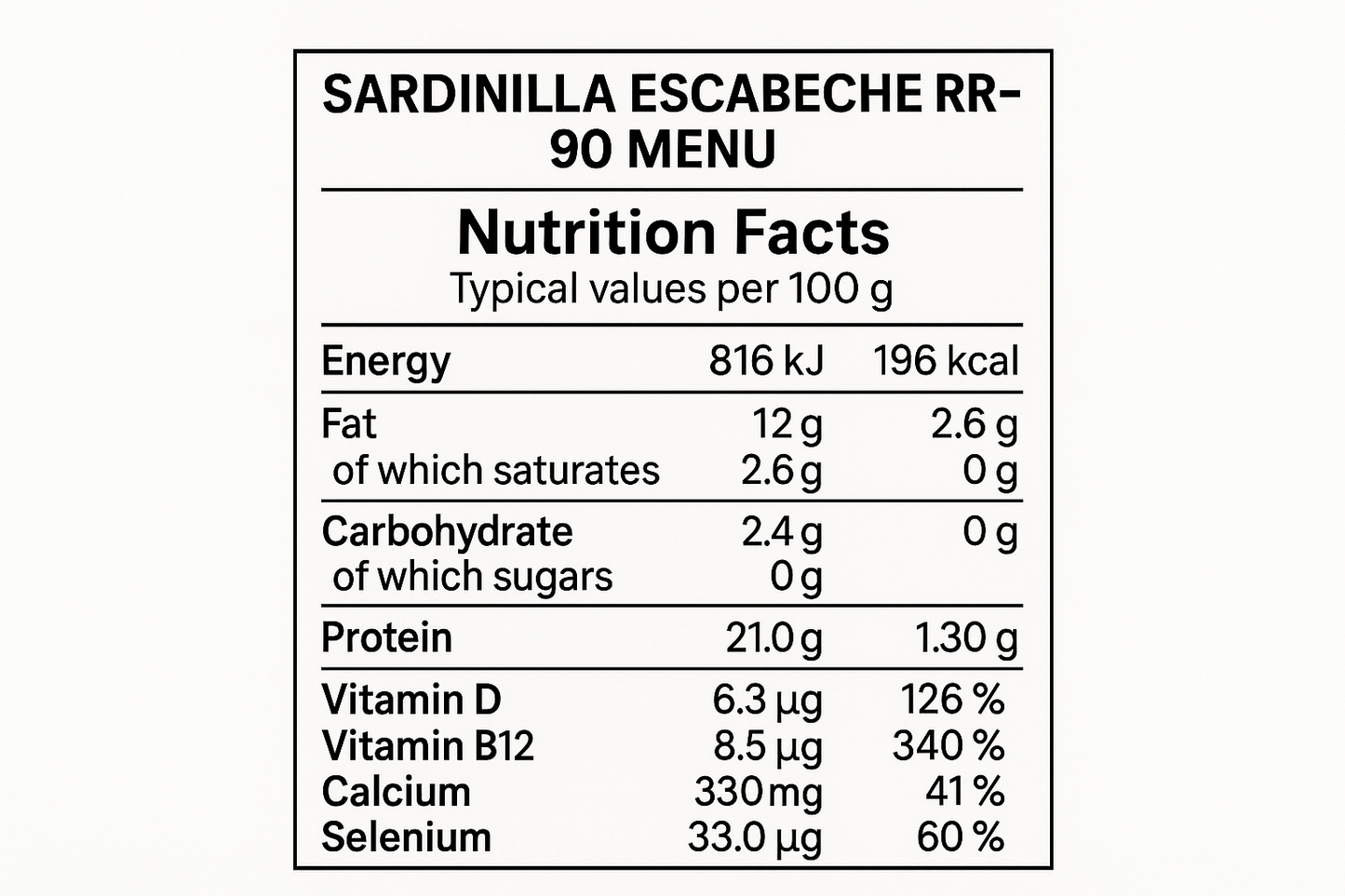 inf nutricional SARDINILLA ESCABECHE RR-90 "MENU"