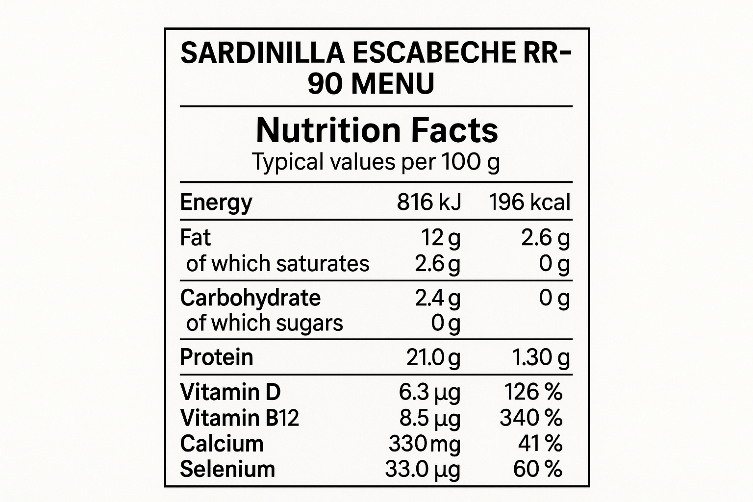 inf nutricional SARDINILLA ESCABECHE RR-90 "MENU"