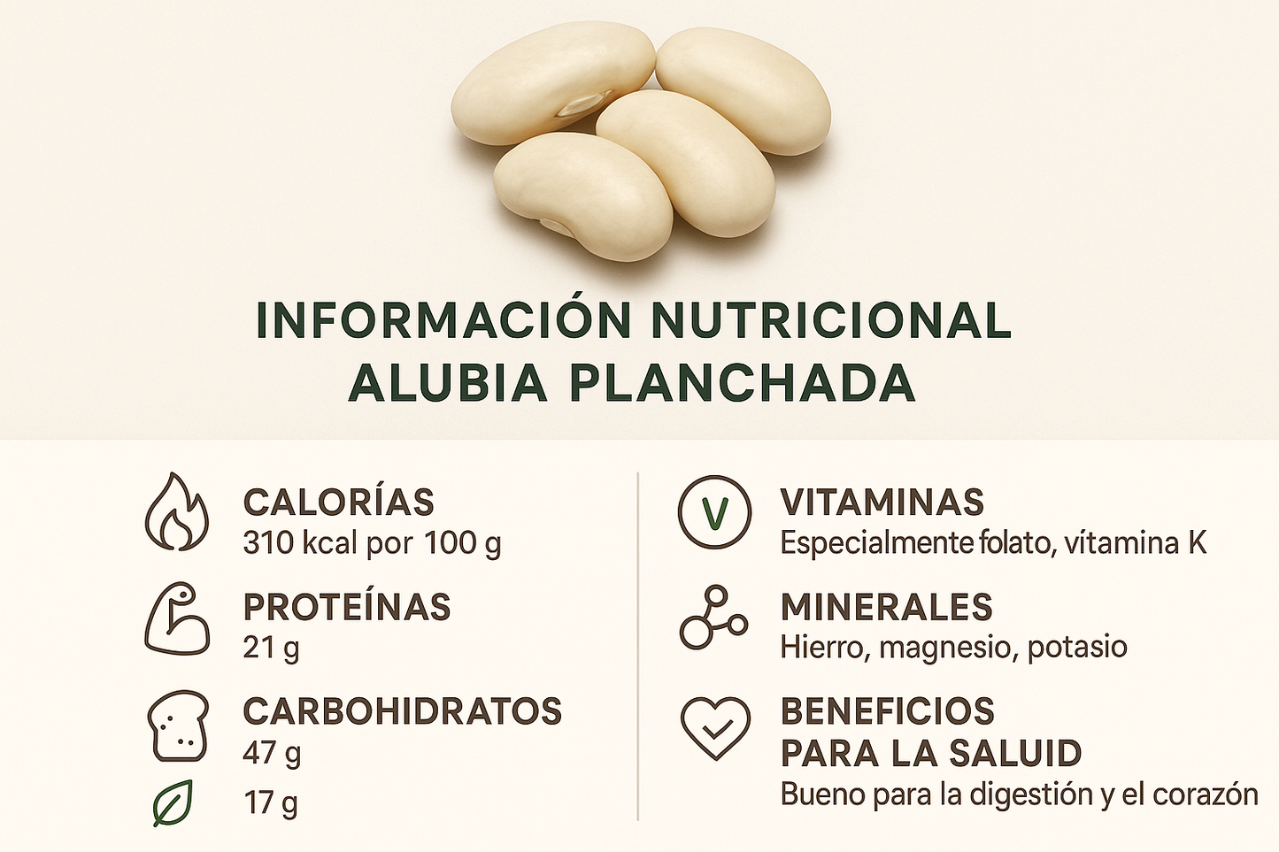 INFORMACION NUTRICIONAL DE LA ALUBIA PLANCHADA